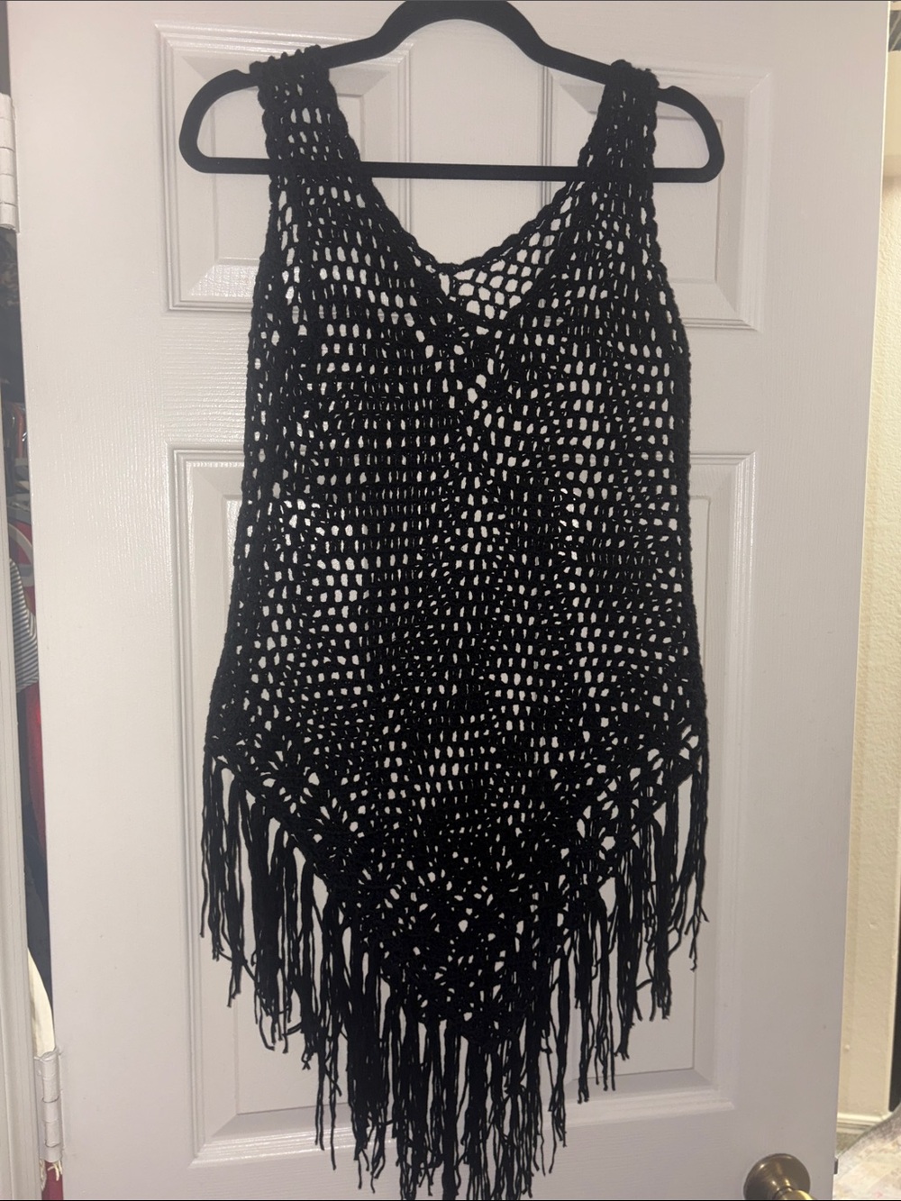 SHEIN Black Crochet Fringe Swim / or top/ Coverup small/ medium